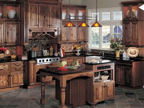 Country kitchen cabinets are meant to be warm, comfortable and inviting with a timeless, natural appearance. Dark Hickory Kitchen Cabinets | Rustic kitchen cabinets ...