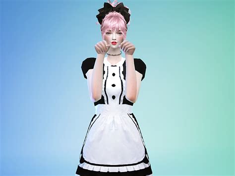 Maid Costume For The Sims 4 By Cosplay Simmer Sims 4 Anime Sims 4 Maid