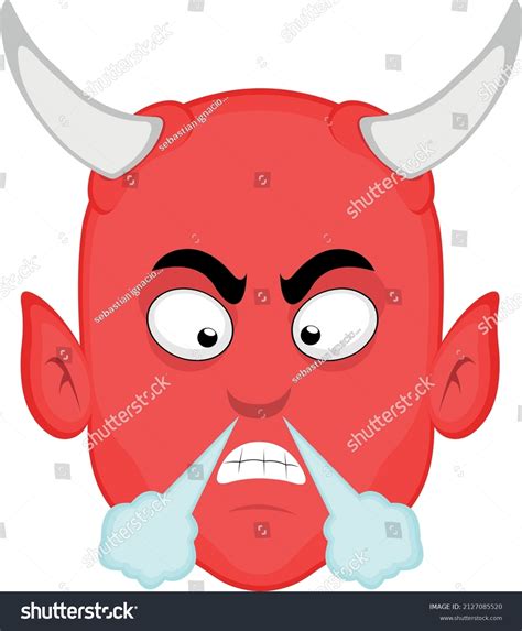 Vector Illustration Face Cartoon Demon Angry Stock Vector Royalty Free