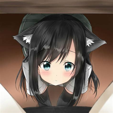 A Cute Neko Girl Looking At You Under The Desk 9gag