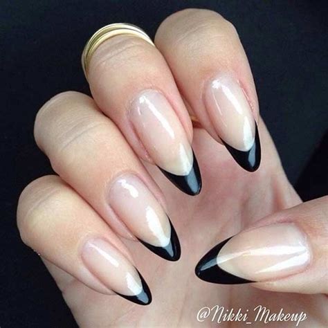 Black French Tips On Stiletto Shaped Nails So Pretty French Tip Nail