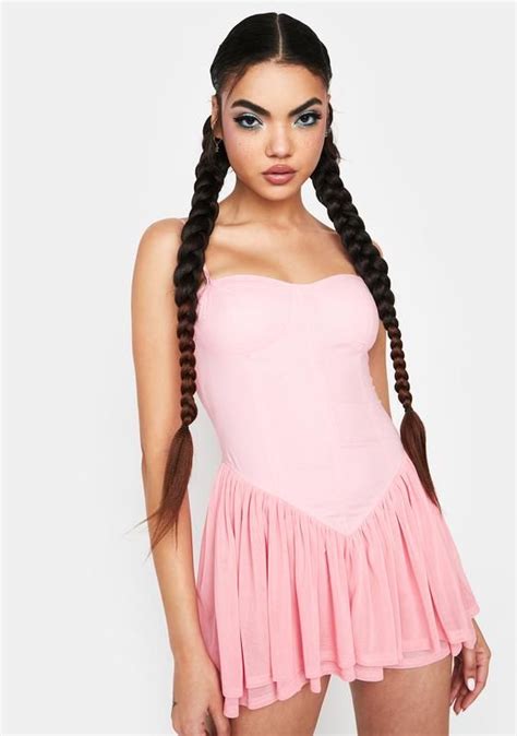 Corset Flared Mini Dress Pink In 2022 Mini Dress Flare Mini Dress