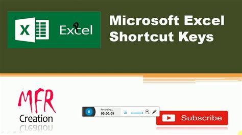 One of the very useful shortcuts involves saving our workbook. Microsoft Excel Shortcut Keys MFR Creation - YouTube