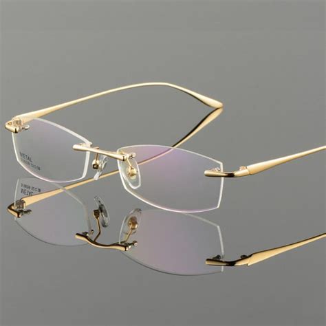 Vazrobe Gold Glasses Mens Eyeglasses Frame Rimless Spectacles For