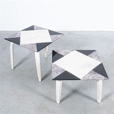 Marble Side Tables From Mosaic Tiles Italy Circa 1970