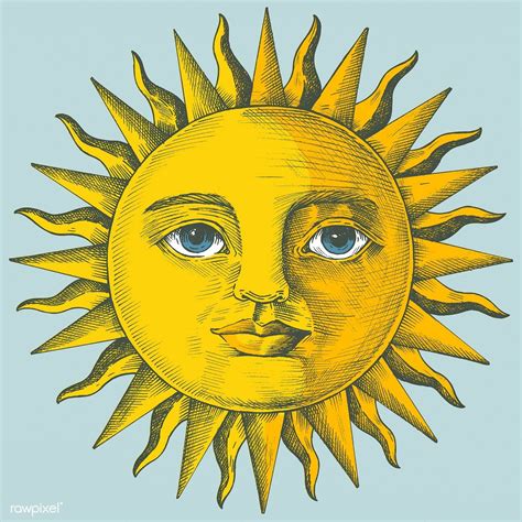 Hand Drawn Sun With Face Premium Image By Sun