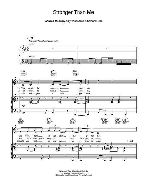 Stronger Than Me Sheet Music By Amy Winehouse Piano Vocal And Guitar