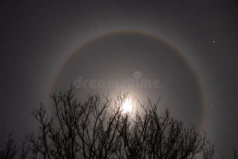 Halo Phenomenon On The Moon Over Ukraine At Night During The War In The