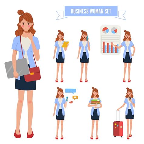 Premium Vector Business Woman In Job And Lifestyle Daily Routine