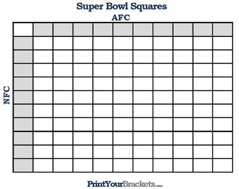 Printable Super Bowl Squares Superbowl Squares Super Bowl Football