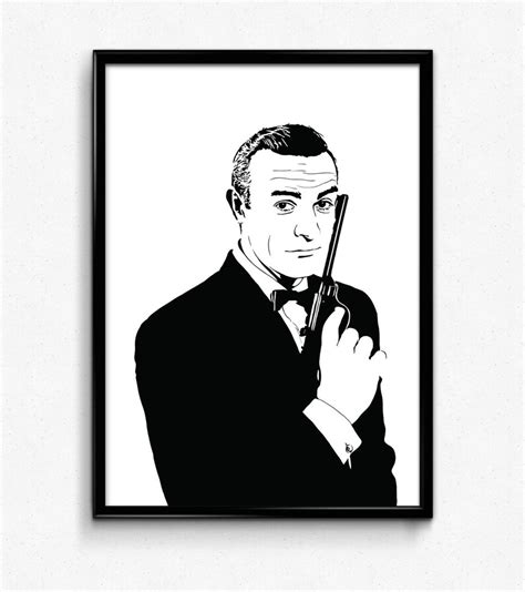Sean Connery As James Bond Art Print Illustration Of Suavest Etsy