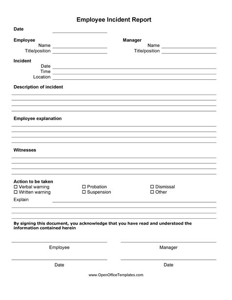 Free Incident Report Form Template Word Printable Templates