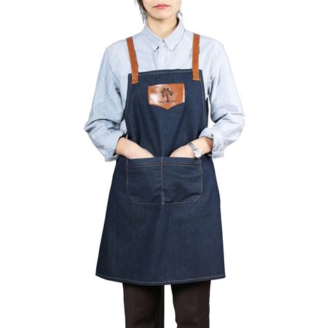 New Fashion Kitchen Apron For Woman Cooking Baking Denim Aprons With