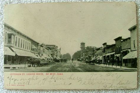1907 Postcard Jefferson Street Looking North Business District De Witt