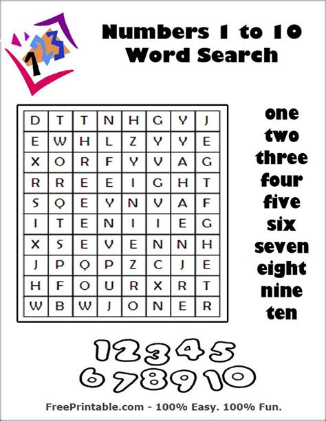 Word Search With Numbers