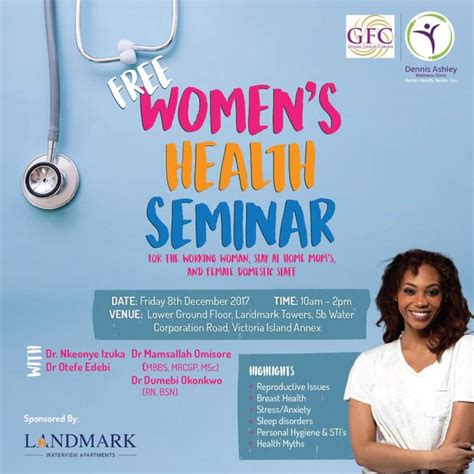 Dennis Ashley Wellness Centre And Gfc Presents Free Womens Health