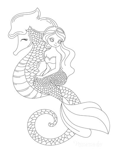 mermaid coloring pages  printable pdfs