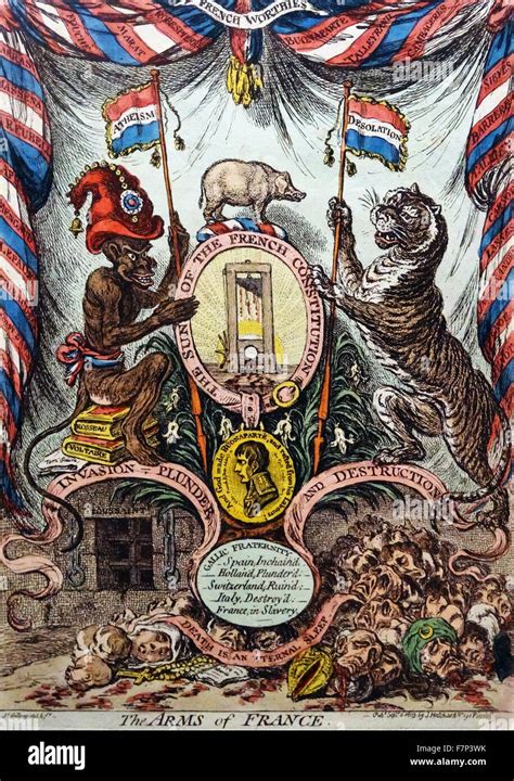 Hand Coloured Etching Titled The Arms Of France By James Gillray
