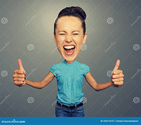 Girl With Big Head And Big Thumbs Up Stock Image Image Of Caucasian