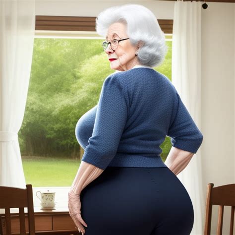 Image Upscale Granny Showing Her Big Booty