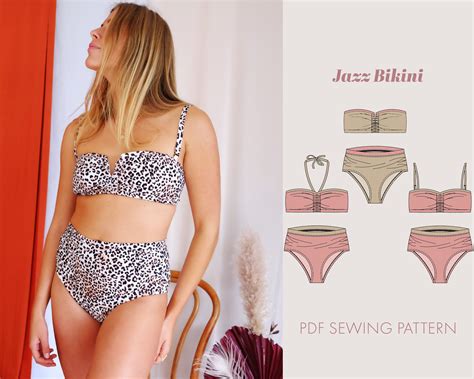 Bikini Sewing Pattern Womens High Waist Diy Bikini Etsy