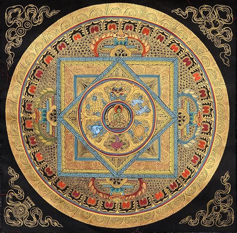 an intricately decorated gold and black plate