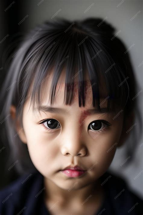 Portrait En Gros Plan De Gentillesse Coréenne Dune Fille Aux Grands