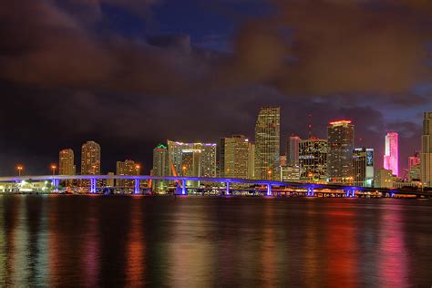 Downtown Miami At Night Photograph By Claudia Domenig
