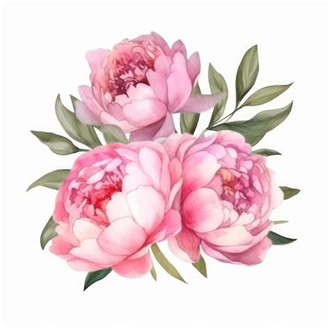 Premium AI Image Peony Watercolor Flower Illustration AI GenerativexA