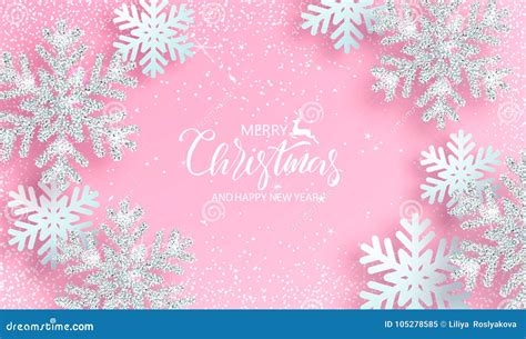 Pink Elegant Winter Background Snowflake Border Clipart And Illustrations