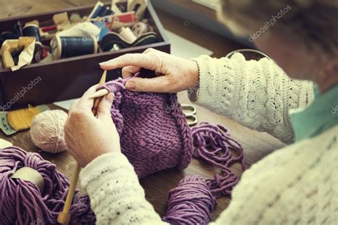 Woman Knitting At Home Stock Photo By ©rawpixel 128537834