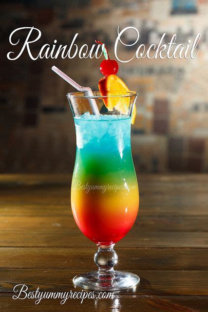 Rainbow Cocktail Rainbow Cocktail Rainbow Drinks Mixed Drinks Alcohol