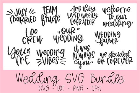 Cute Wedding Sayings Svg Bundle 574307 Hand Lettered Design Bundles