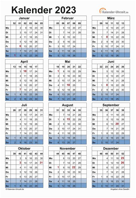 Einfacher 2023 Jahreskalender Einfach 2023 Jahr Kalender Woche