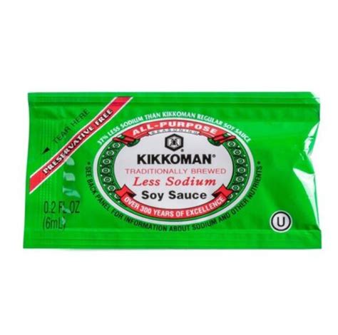 200 Pack 6 Ml Kikkoman Less Sodium Preservative Free Soy Sauce Packet
