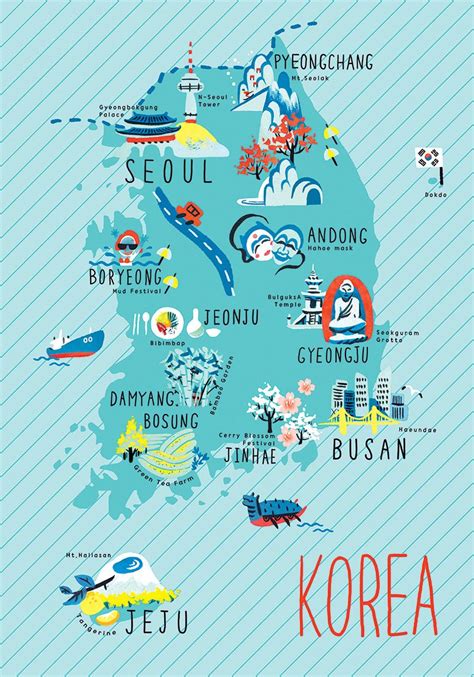 Download Maps On The Web Korea Illustrated Map By Dianer South Korea Map Wallpapers Map