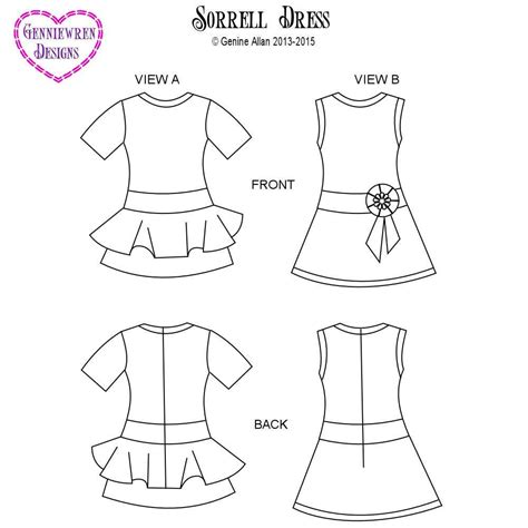 Genniewren Designs Sorrell Dress Doll Clothes Pattern 18 Inch American Girl Dolls Pixie Faire