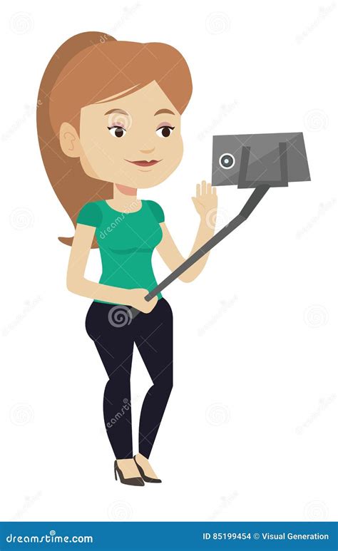 Woman Making Selfie Vector Illustration Stock Vector Illustration Of
