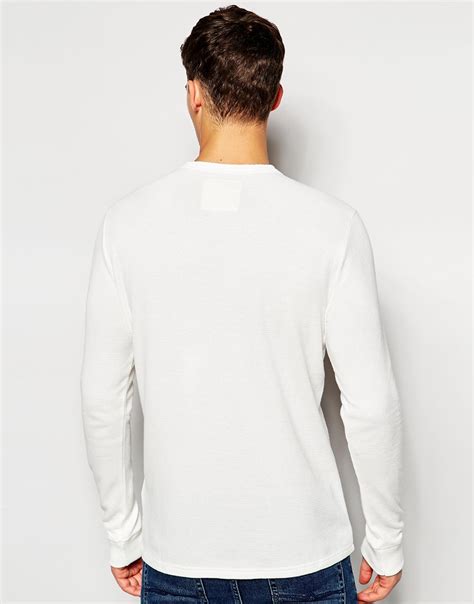Hollister Cotton Long Sleeve Waffle Henley T Shirt In White For Men Lyst