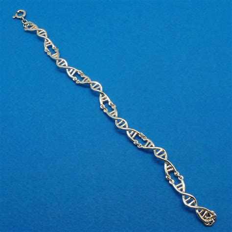 Silver Dna Science Bracelet For Women Dna Helix Link Chain Etsy