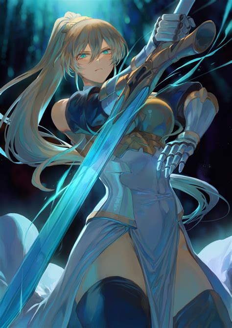 Safebooru 1girl Aqua Eyes Armor Armored Dress Bangs Bare Shoulders