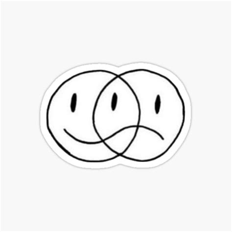 Overlapping Happy And Sad Face Sticker For Sale By Keemsshop Redbubble