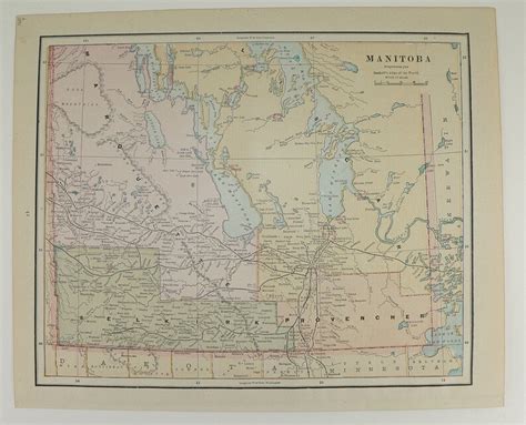 1890 Northwest Territory Map Manitoba Western Canada Map Nwt Etsy