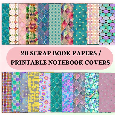Digital Paper Pattern 20 Paper Pattern Printable Book Cover