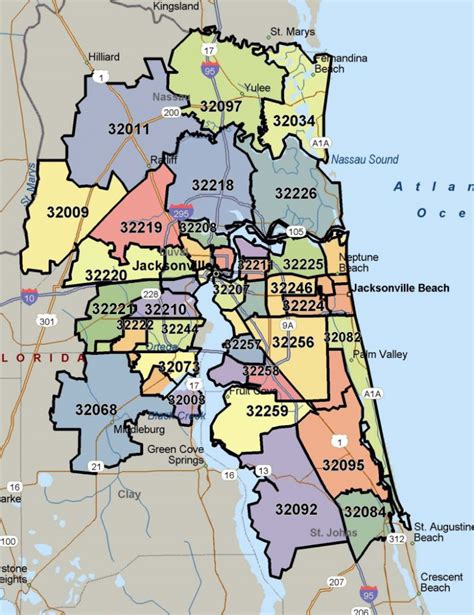 Northeast Florida Zip Code Map Autobedrijfmaatje Florida North Map