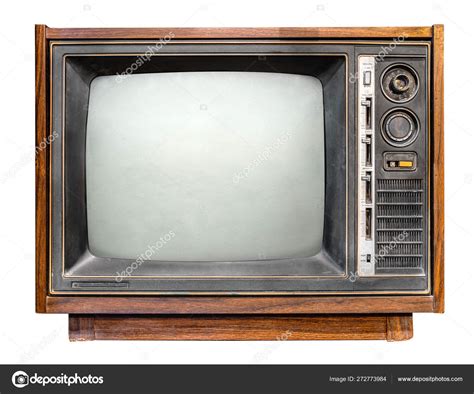 Vintage Antique Wooden Box Television Isolated White Clipping Path