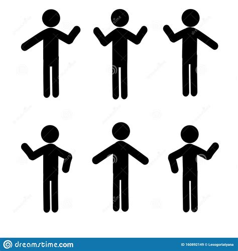 Various Poses Gestures Stick Man Illustrations Human Figures Stock