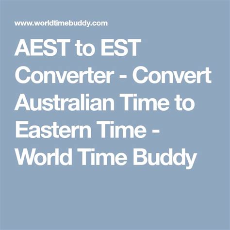 Aest To Est Converter Convert Australian Time To Eastern Time World