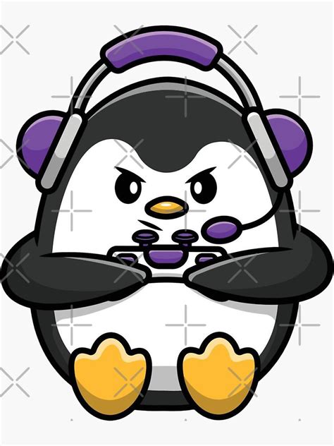 Cute Penguin Gaming Sticker For Sale By Ralphdior Redbubble