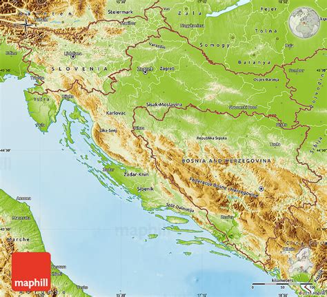 Physical Map Of Croatia